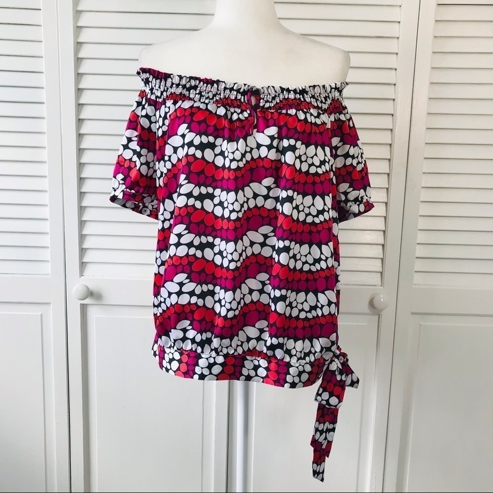 WORTHINGTON Short Sleeve Off Shoulder Blouse Size Large